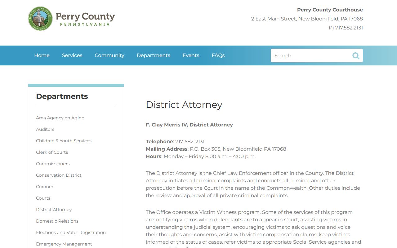 Perry County criminal court records District Attorney office