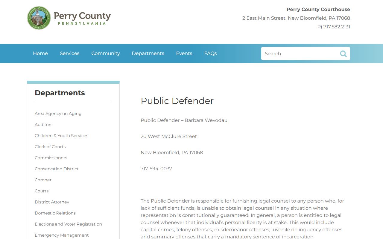 Perry County criminal court records Public Defender office