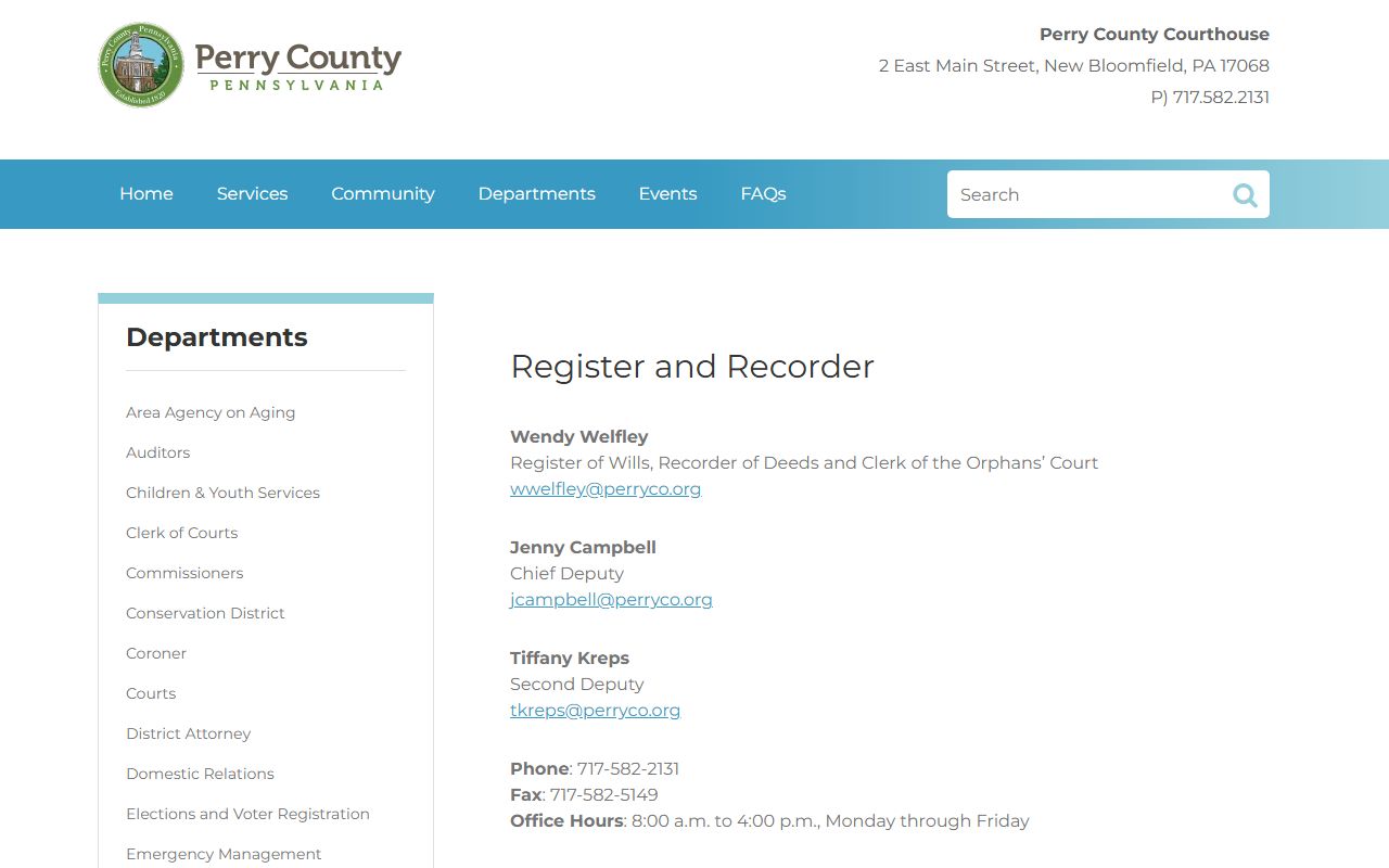Perry County Orphans' Court records office