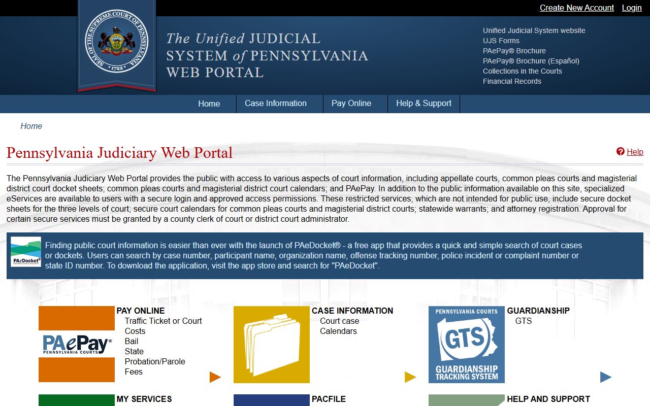 Perry County court records Pennsylvania UJS portal