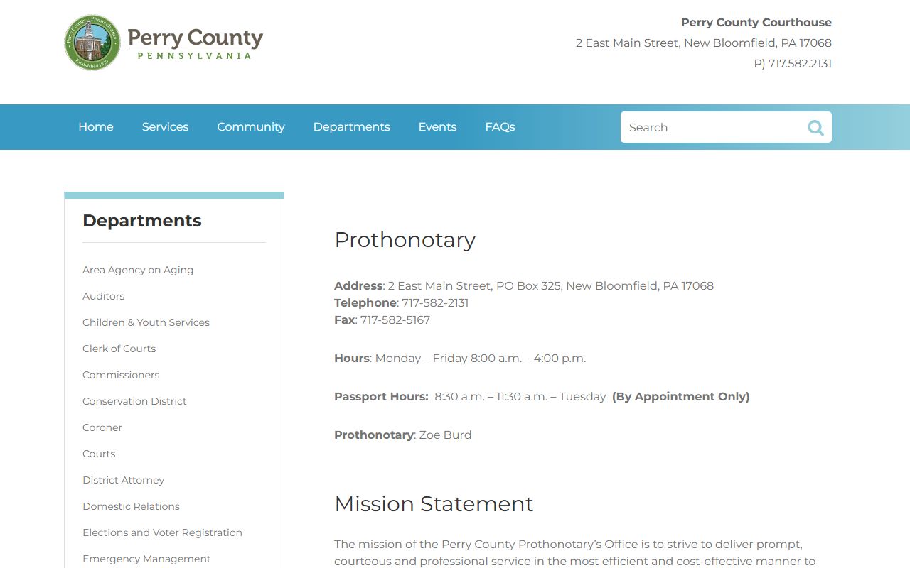 Perry County court records Prothonotary civil records office