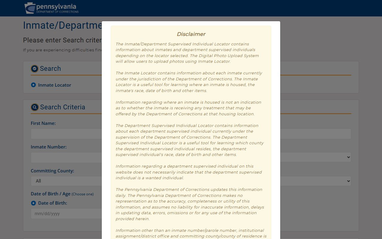 Perry County inmate search PA DOC inmate locator